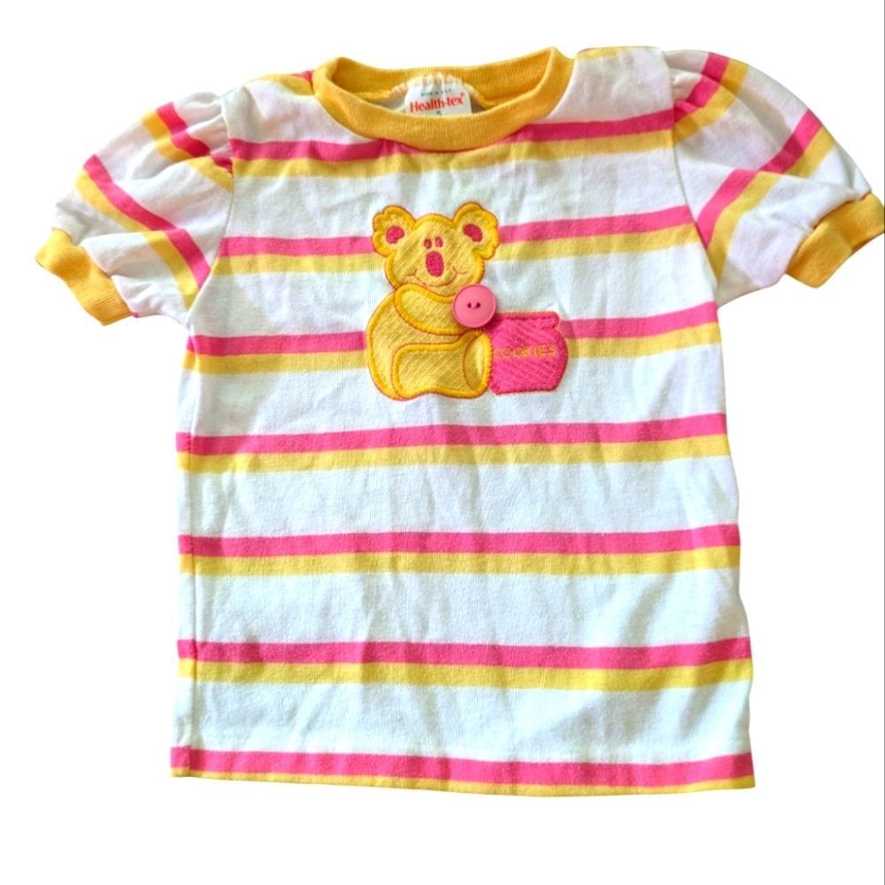 Vintage Healthtex Embroidered Koala Bear Cookie Striped Top Size 5